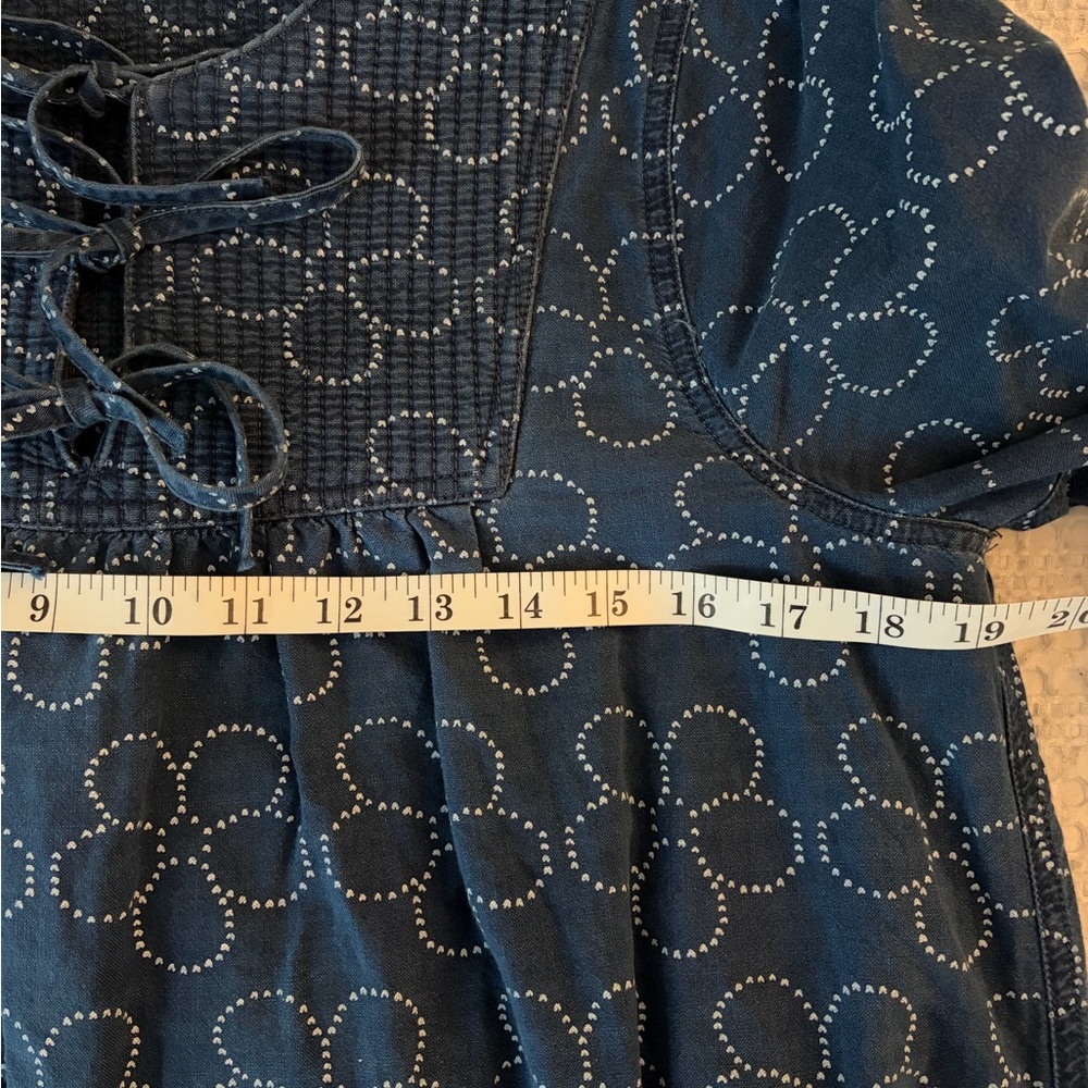 Madewell Blue Daisy-Print Cotton Dress with Bows and Quilted Bibb - Picture 9 of 10